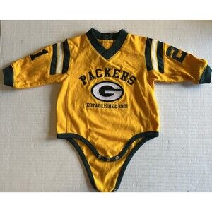 Green Bay Packers Football One Piece Baby 3-6 Months Shirt Top Long Sleeve Snap